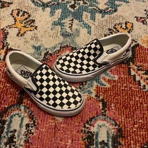 Checkerboard Vans Slip Ons